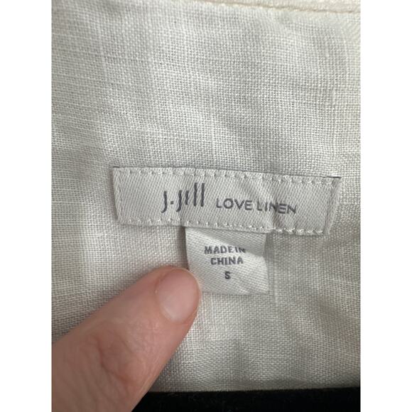 J Jill Top Womens Small Cream Linen Flowy Button Tunic Beach Lagenlook Boho - Picture 2 of 9